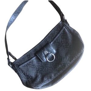 2/$30 Y2K Vintage Etienne Aigner black insignia canvas Baguette shoulder bag